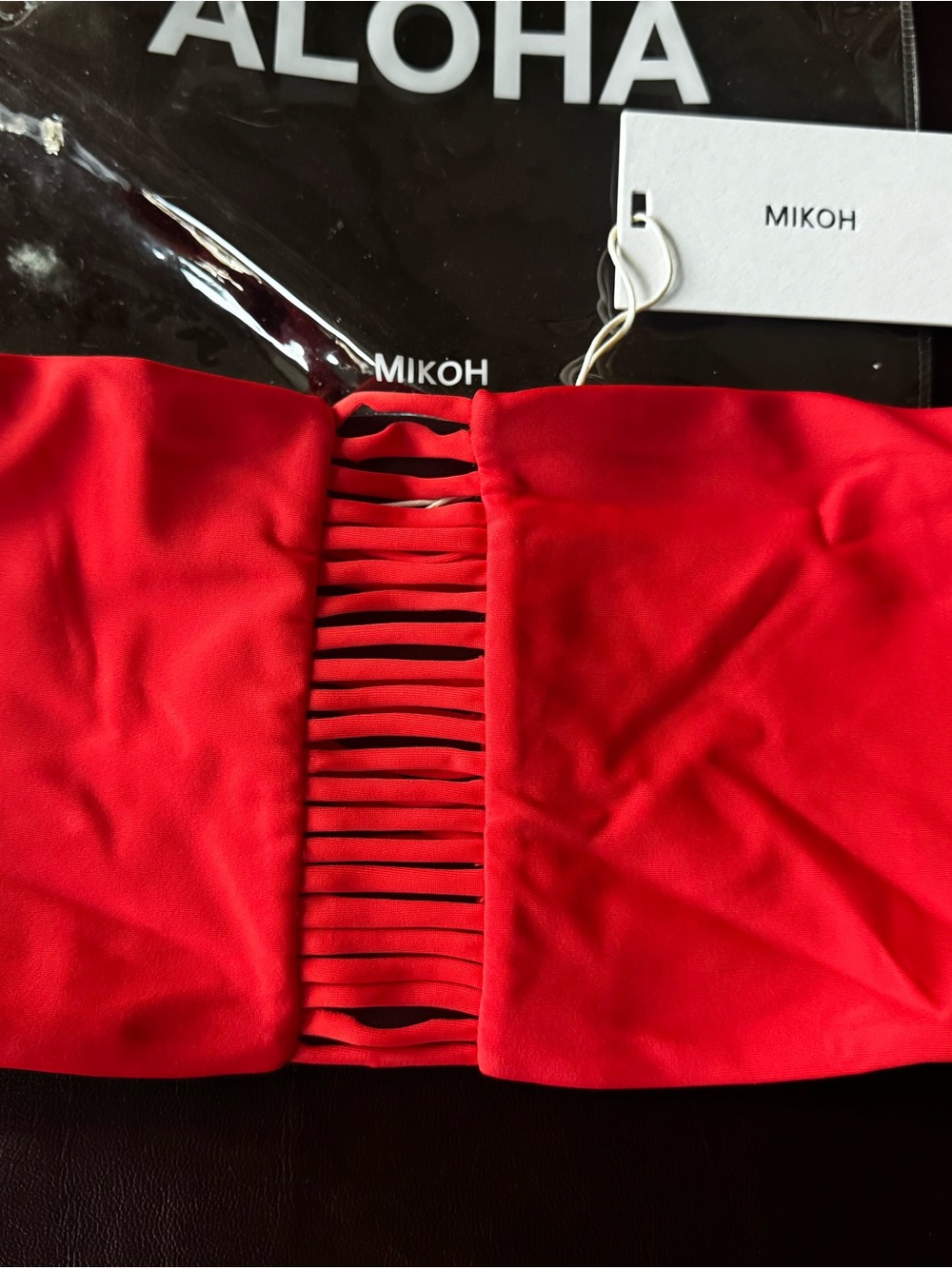 NWT MIKOH Sunset 2 Red Strapless Bandeau Swim Top